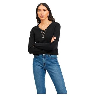 Vila Clothes Womens Viril L/s V-Neck Knit Top-noos Jumper, Black, 42 (Manufacturer Size: X-Large)