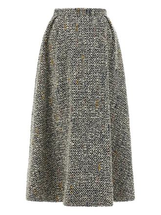 Alessandra Rich Verfraaide tweed midi-rok - Zwart