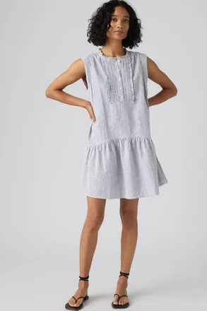 Levi's Solara Sleeveless Linen Mini Dress - Women - XS - Blue / Hadley Stripe Vintage Indigo X Cotton Linen