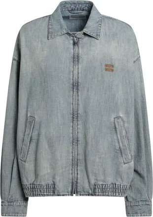 Miu Miu Denim Jackets, female, Blue, Size: XS Chambray Blouson Jacket