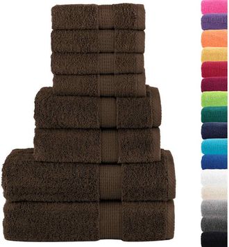 vidaXL Juego De Toallas Premium Solund 8 Unidades Marr&oacute;n 600 Gsm Vidaxl