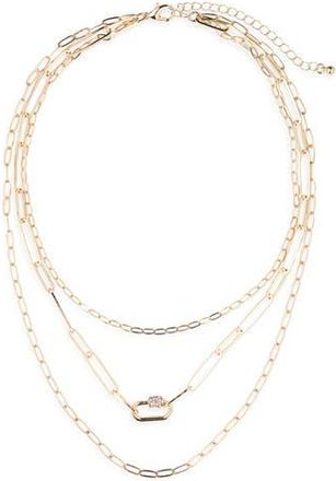 Nordstrom Rack Caribiner Pavé CZ Multi Layer Necklace in Clear- Gold at Nordstrom Rack