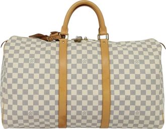 Louis Vuitton Keepall 55 White Canvas Travel Bag (Pre-Owned)