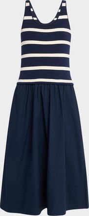 Tanya Taylor Amber Stripe Drop-Waist Midi Dress