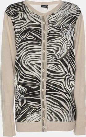 Basler Multicolor Printed Satin Knit Crystal Embellished Sweater