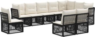 vidaXL Conjunto De Sof&aacute;s De Jard&iacute;n 10 Uds. Negro Rat&aacute;n Sint&eacute;tico Vidaxl