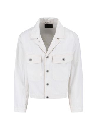 Christophe Lemaire White Cropped Trucker Cotton Jacket