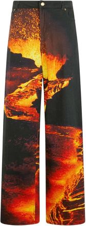Roberto Cavalli Jeans met lava-print - Zwart