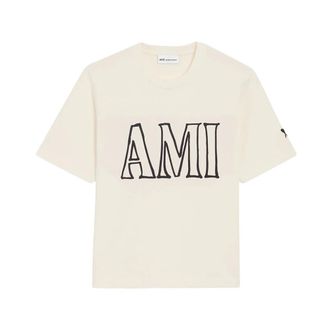Ami T-shirt Logo Art - - Tops - Uomo - Beige - M
