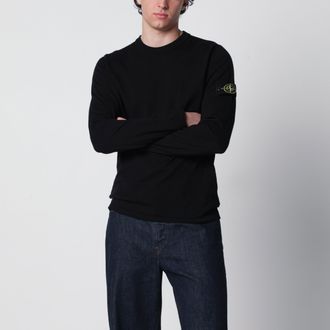 Stone Island Logo Badge cotton sweater in black
