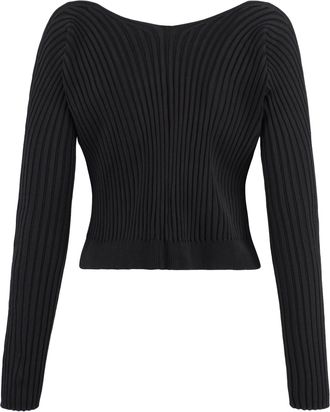 Jacquemus Womens Pralu Logo Print Long Sleeve Top - Black viscose - Size EU 40 (Womens)