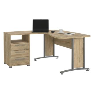 Dmora Escritorio Sidonia, Escritorio Multiusos, Mesa De Oficina Para Pc, El Plan De Trabajo, 159x150 H75 Cm, Gris Y Roble - Dmora