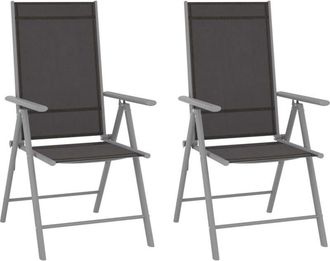 vidaXL Folding Garden Chairs 2 pcs Textilene Black vidaXL