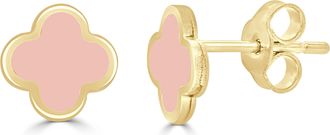 Italian Gold, Inc 14K Yellow Gold Clover Stud Earrings - Light Pink