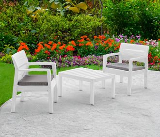 Dmora Dmora - Sal&oacute;n De Jard&iacute;n Dalfier, Conjunto De Jard&iacute;n Con 2 Sillones Y 1 Mesa De Centro, Zona De Estar Interior Y Exterior Con Cojines, 100% Made In Ita