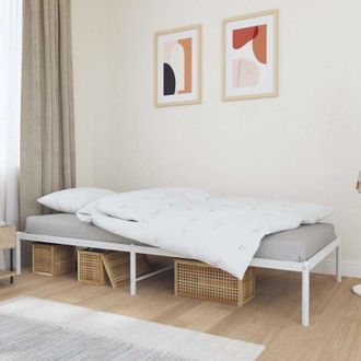 vidaXL Metal Bed Frame without Mattress White 90x200cm vidaXL