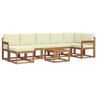 vidaXL Conjunto De Sof&aacute;s De Exterior Con Coj&iacute;n 8 Pcs Natural Y Crema Vidaxl
