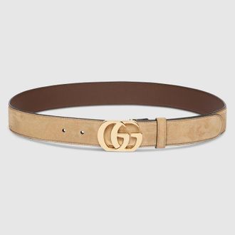 Gucci Cut GG Marmont Belt, Beige, Suede