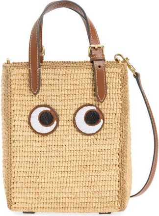 Anya Hindmarch Mini Raffia Eyes Crossbody Tote in Natural at Nordstrom