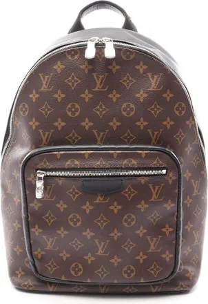 Louis Vuitton Black Brown Coated Canvas Leather Backpack Handbag (Pre-Owned)