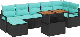 vidaXL Conjunto De Sof&aacute;s De Jard&iacute;n 8 Uds. Negro Y Verde Azulado Vidaxl