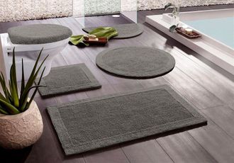 My Home Badematte »Kapra, Badvorleger, Badezimmer Teppich« Höhe 14 mm beidseitig nutzbar fussbodenheizungsgeeignet strapazierfähig mit Bordüre, Badteppich, Ba