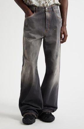 Acne Studios 2021 Black Trafa Paint Splatter Loose Fit Wide Leg Jeans at Nordstrom, Size 30