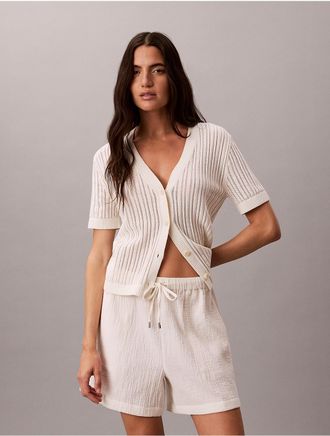 Calvin Klein Jeans Calvin Klein Womens Open Stitch Button-Down Sweater - White - XS