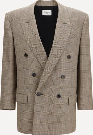 Saint Laurent Giacca in lana pied de poule Principe di Galles Woman 38