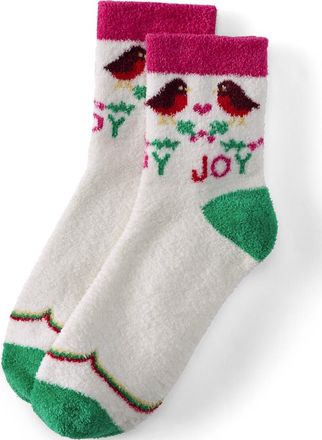 Lands End Cozy Micro Crew Socks in Ivory Joy at Nordstrom