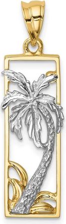 Diamond2Deal 14k Two-tone Gold Palm Tree Pendant