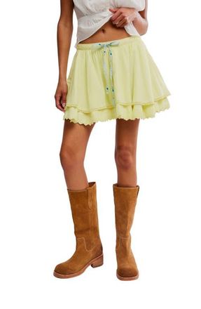 Free People Tulip Layered Miniskirt in Lemon Water at Nordstrom, Size X-Large