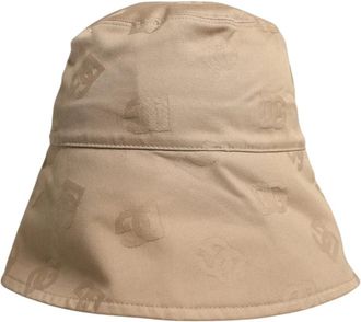 Dolce & Gabbana Luxe Monogram Katoenen Bucket Hat - Heren - Hoeden - Beige - ONE Size - Katoen - Accessoires