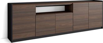 Skraut Home Aparador efecto madera roble oscuro y negro 260x37x80cm