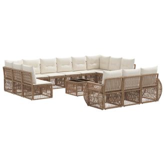 vidaXL Conjunto De Sof&aacute;s De Jard&iacute;n 14 Pcs Beige Y Blanco Crema Vidaxl