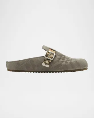Burberry Men & apos;s Urchin Check Suede Clogs