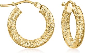 Ross-Simons Italian 14kt Yellow Gold Diamond-Cut Hoop Earrings