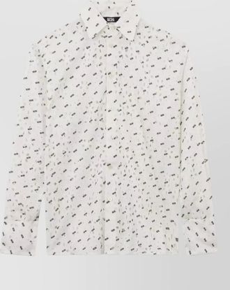 GCDS logo cotton shirt floral embroidery