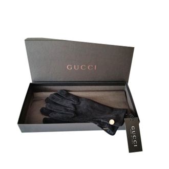 Gucci Black Lambskin Suede Gloves