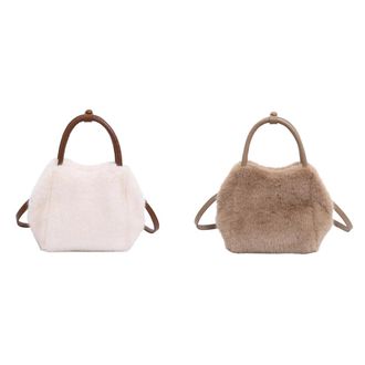 Generic Plush Fluffy Shoulder Bag Autumn Winter Top Handle Handbag for Women (White)