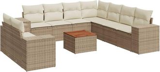 vidaXL Juego De Sof&aacute;s Jard&iacute;n Con Cojines Beige 10 Pzas Rat&aacute;n Sint&eacute;tico Vidaxl