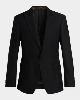 Etro Mens Leopard-Jacquard Single-Breasted Sport Coat