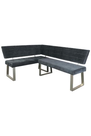 MID.YOU Mid.you Eckbank, Dunkelgrau, Metall, Textil, L-Form, nur wie online abgebildet bestellbar, 187x142.5 cm, Esszimmer, Bänke, Eckbänke