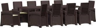 vidaXL Conjunto De Comedor De Jard&iacute;n 11 Uds. Marr&oacute;n Y Crema Pp Vidaxl