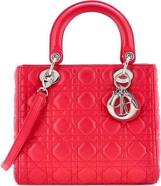 Dior Lady Dior Bag Cannage gewatteerde medium lamsleren tas - Roze