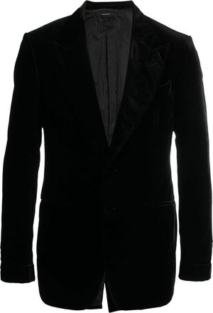 Tom Ford single-breasted velvet blazer - men - Silk/Cupro/Cupro/Viscose - 48 - Black