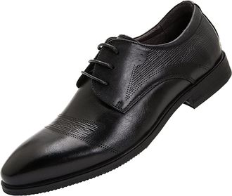 Generic Formal Shoes for Men Lace Up Derby Shoes Round Cap Toe Leather Low Top Resistant Non Slip Wedding(7.5 UK) Black