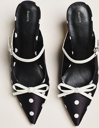 Maeve Bow Kitten-Heel Mules