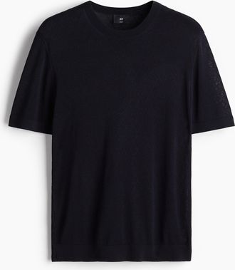 H&M Gestricktes T-Shirt in Slim Fit - Blue