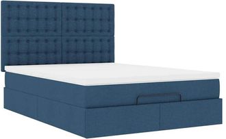vidaXL Estructura De Cama Otomana Con Colch&oacute;n Tela Azul 140x190cm Vidaxl